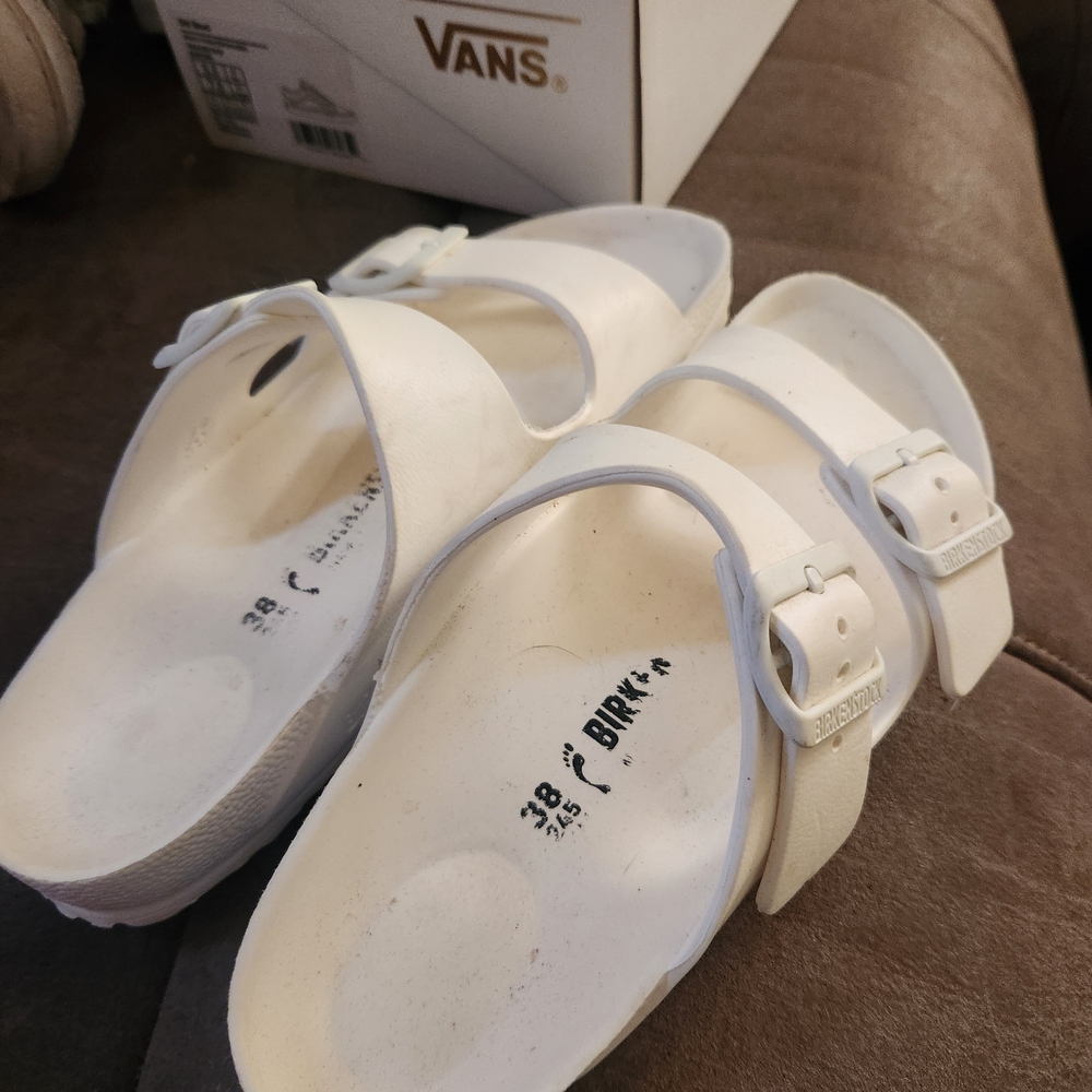 Birkenstock White Two-Strap Sandals